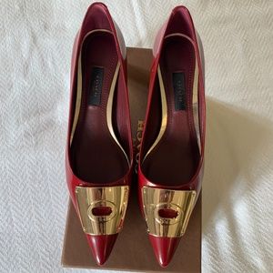 Coach Lawrence Box Calf Rouge Heel, Size 6.5, Deep Red